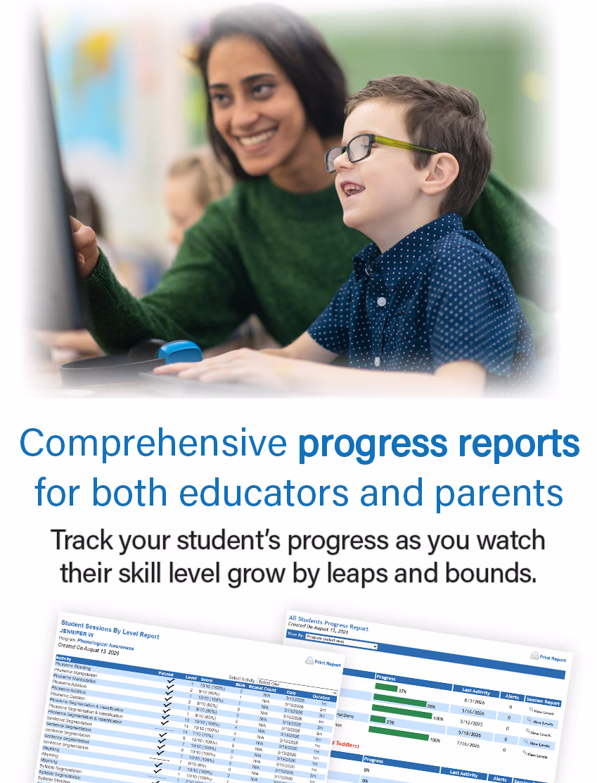 Comprehensive progress reports for both educators and parents.